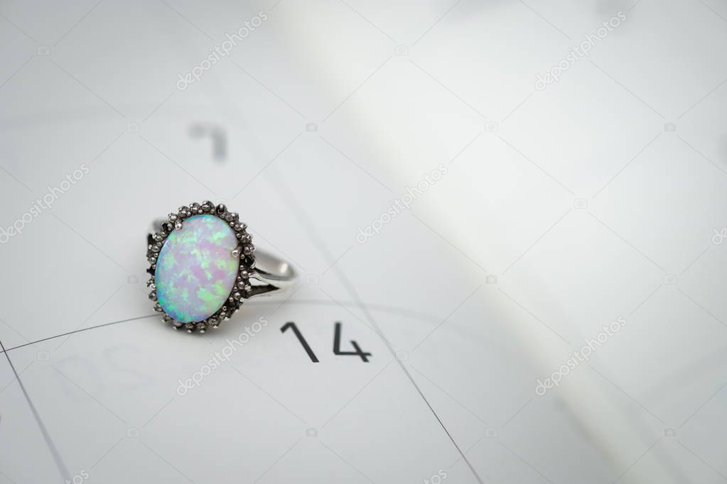 Opal rings put on calendar on February 