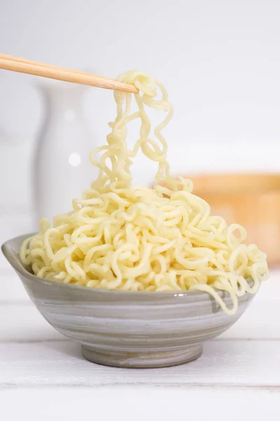 closed up instant noodles