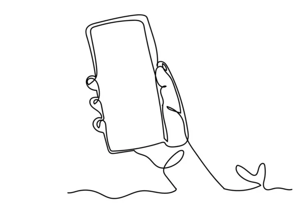 Kontinuerlig en linje ritning av handhållen smartphone — Stockfoto