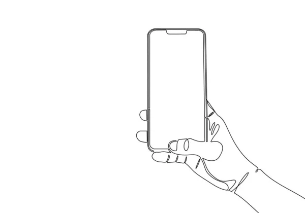 Continuous one line drawing of modern mobile phone — 스톡 사진