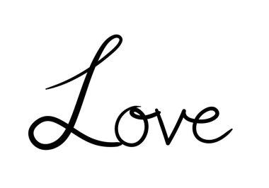 Continuous one line drawing of word LOVE, vector minimalist blac