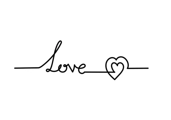 Continuous one line drawing of word LOVE, vector minimalist blac — 스톡 사진