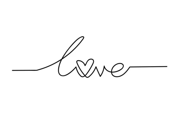 Continuous one line drawing of word LOVE, vector minimalist blac — 图库照片