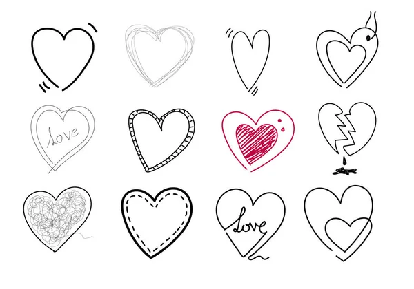 Set voor doodle hearts — Stockfoto