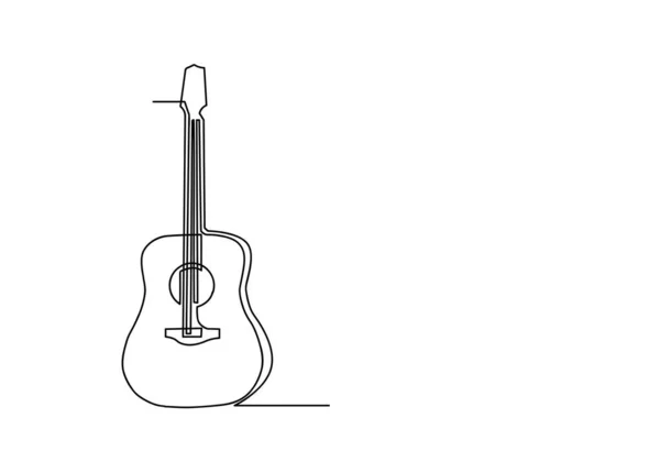 Kontinuerlig Ritning Akustisk Gitarr Illustration — Stockfoto