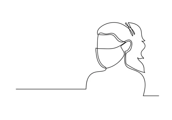 One Continuous Line Drawing Medical Face Mask Concept Coronavirus — Stock Photo, Image