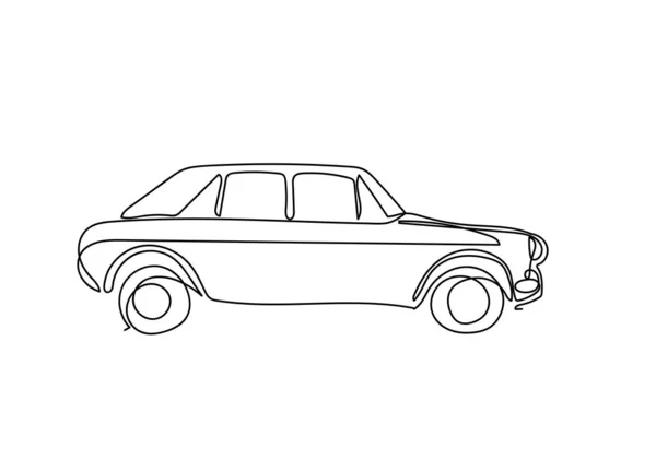 Jeden Ciągły Rysunek Linii Starego Zabytkowego Samochodu Rysunek Linii Projekt — Zdjęcie stockowe
