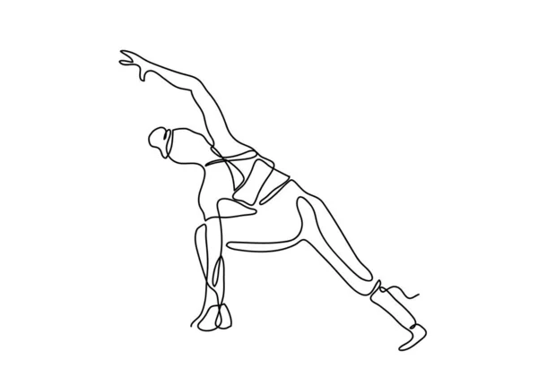 Continu Één Één Lijntekening Vrouw Doen Oefening Yoga Geïsoleerd Witte — Stockfoto