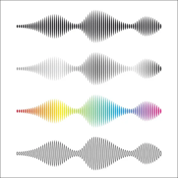 Set of vector music sound waves. Audio digital equalizer. Tech background. Console panel, pulse musical lines. — Stock Vector