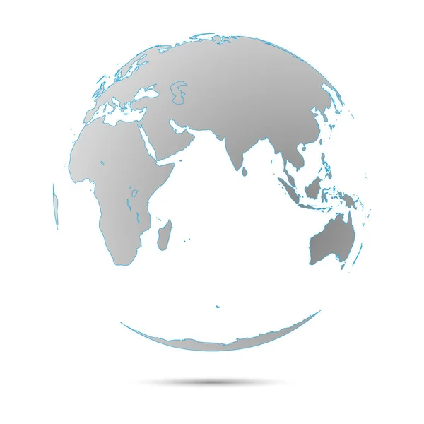 3D глобус світу ізольований на білому тлі. 3d модель по всьому світу концепції. Кольори сірого градієнта з синіми лініями . — стоковий вектор