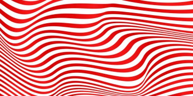 Soyut çizgiler. 3 boyutlu grafik efekt. Çizgili vektör arkaplanı. Beyaz arkaplanda kırmızı kurdeleler.