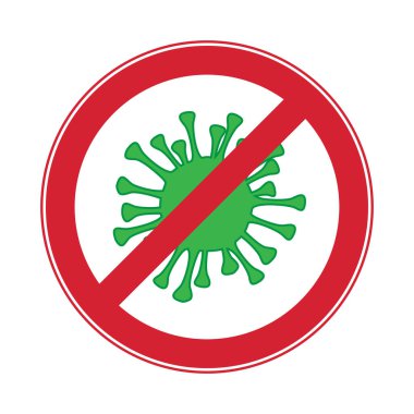Coronavirus dur işareti. Vektör tıbbi sembol. Virüs salgını işareti. Kamu grafik tasarımları için vektör koronavirüs illüstrasyonu.