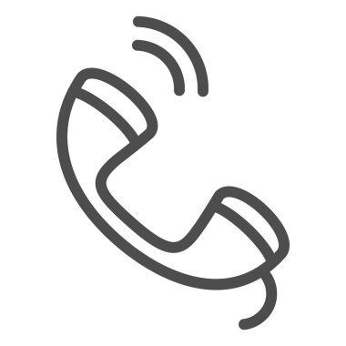 Hat simgesini ara. Klasik telefon, telefon sembolü, beyaz arka planda ana hatlı resim. Mobil konsept ve web tasarımı için iş ya da iletişim işareti. Vektör grafikleri.