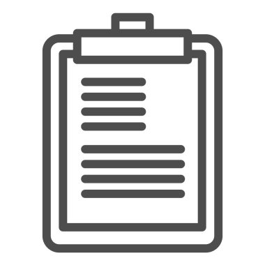 Pano satırı simgesi. Not defteri, ajanda defteri ve planlama vakaları sembolü için kağıt, beyaz arkaplanda ana hatlı resim çizimi. Mobil konsept veya web tasarımı için iş tabelası. Vektör grafikleri.