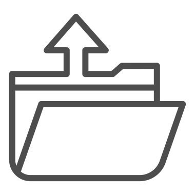 Dizin açma satırı simgesi. Yukarı ok sembollü dosya torajı, beyaz arkaplanda ana hatlı resim grafiği. Mobil konsept ve web tasarımı için iş tabelası. Vektör grafikleri.