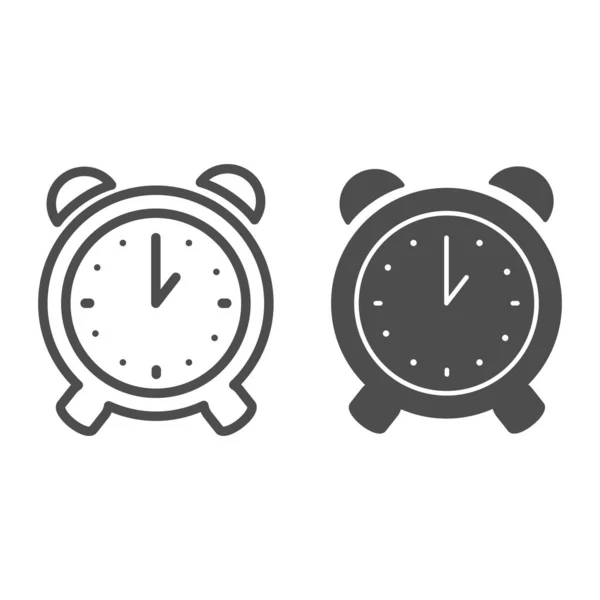 Línea de reloj despertador e icono de glifo. Símbolo de dispositivo de contador mecánico de alerta y tiempo, pictograma de estilo de contorno sobre fondo blanco. Signo de negocio para concepto móvil y diseño web. Gráficos vectoriales . — Archivo Imágenes Vectoriales