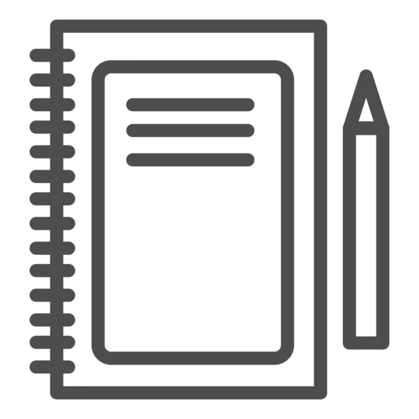 Ícone de linha de caderno de papelada. Bloco de notas e símbolo da caneta, esboço pictograma estilo no fundo branco. Sinal de negócios ou papelaria para conceito móvel e web design. Gráficos vetoriais . — Vetor de Stock