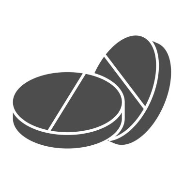 Plasebo hapları sağlam bir ikon. Beyaz arka planda iki yuvarlak ilaç sembolü, kabartma şekilli resim. Mobil konsept ve web tasarımı için tıbbi ya da eczane imzası. Vektör grafikleri.