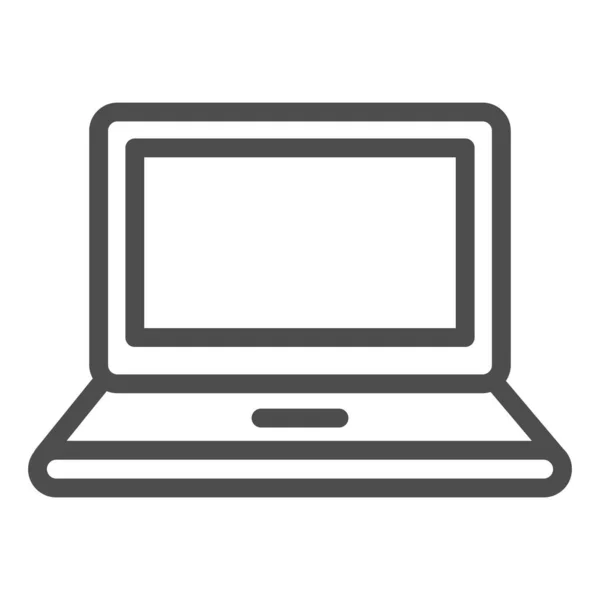 Laptop-Zeilensymbol. Tragbarer Computer, Notebook-Symbol, Umrisspiktogramm auf weißem Hintergrund. Technologie oder Geschäftszeichen für mobiles Konzept und Webdesign. Vektorgrafik. — Stockvektor