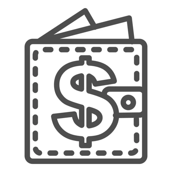 Icono de línea de billetera dinero. Monedero para efectivo con símbolo de dólar, pictograma de estilo de contorno sobre fondo blanco. Signo de negocio o de pago para concepto móvil y diseño web. Gráficos vectoriales . — Vector de stock