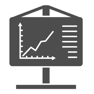 Döndürme grafiği simgesi. Görsel yardım sunumu ve grafik panosu sembolü, beyaz arkaplanda glifli resim. Mobil konsept ve web tasarımı için iş tabelası. Vektör grafikleri.