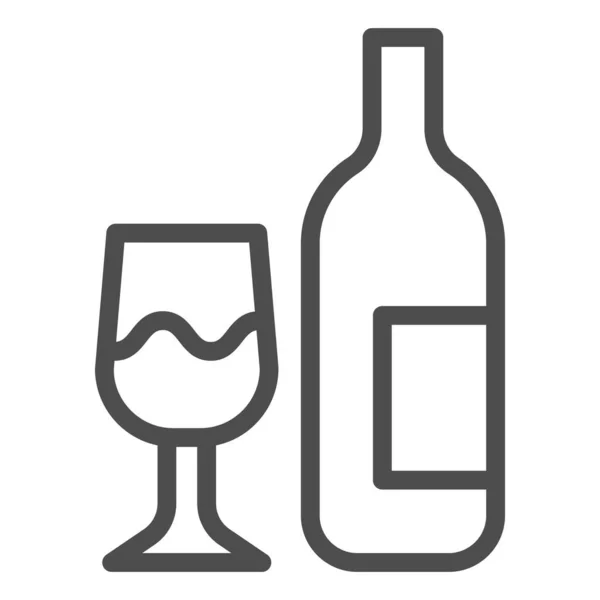 Icono de línea de vidrio y botella. Botella de vino y esbozo de vino pictograma estilo sobre fondo blanco. Signos de bodega para concepto móvil y diseño web. Gráficos vectoriales . — Archivo Imágenes Vectoriales