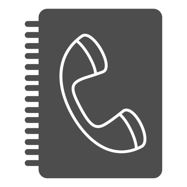 Boek van contacten solide pictogram. Telefoon handset en notitieblok symbool, glyph stijl pictogram op witte achtergrond. Business sign voor mobiel concept en webdesign. vectorgrafieken. — Stockvector