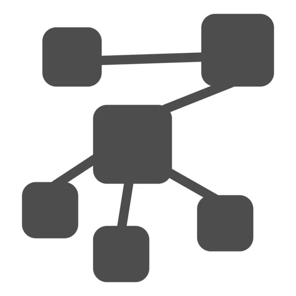 Mindmap strukturiert solides Symbol. Netzwerkdiagramm und Diagrammsymbol, Piktogramm im Glyphen-Stil auf weißem Hintergrund. Geschäfts- oder Technologiezeichen für mobiles Konzept und Webdesign. Vektorgrafik. — Stockvektor