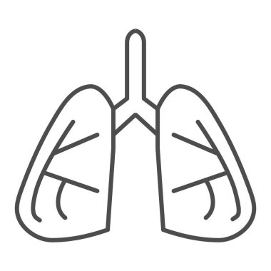 Ciğerler ince çizgi simgesi. İnsan göğsünün simetrik organı, anatomi ve biyoloji sembolü, beyaz arka planda ana hatlı resim. Mobil konsept ve web tasarımı için tıbbi işaret. Vektör grafikleri.