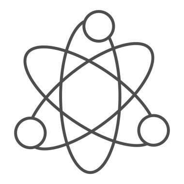 Atom yapısı ince çizgi simgesi. Kafatası ya da nükleer model sembolü, beyaz arka planda ana hatlı resim. Mobil konsept ve web tasarımı için fizik ve fen işaretleri. Vektör grafikleri.