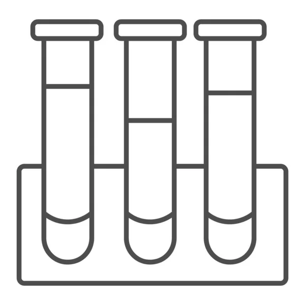 アンプルまたは化学フラスコの細い線のアイコン。ガラス管のシンボル、白い背景にアウトラインスタイルのピクトグラム。モバイルコンセプトとウェブデザインのための医学と化学記号。ベクトルグラフィックス. — ストックベクタ