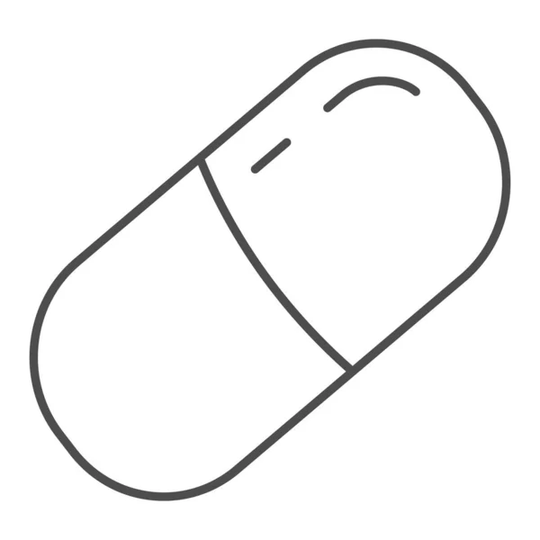 Κάψουλα χάπι λεπτή γραμμή εικονίδιο. Ιατρικό σύμβολο ναρκωτικών, περίγραμμα στυλ εικονόγραμμα σε λευκό φόντο. Ιατρική ή φαρμακείο υπογράψει για την έννοια του κινητού και web design. Διανυσματικά γραφικά. — Διανυσματικό Αρχείο