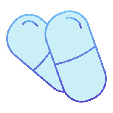 İki kapsül düz simge. Oval uyuşturucular, düz moda mavi ikonlar. Ağ ve uygulama için tasarlanmış gradyan stil tasarımlı haplar. Eps 10.