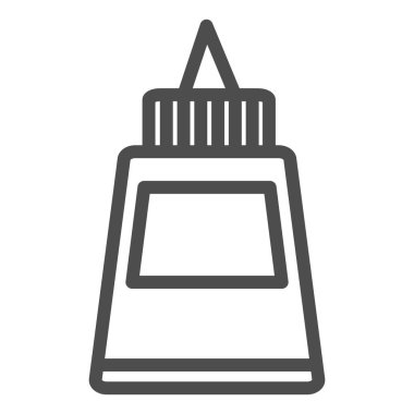 Tıbbi krem krem çizgisi ikonu. Yapıştır ya da jel tüp teneke sembolü, beyaz arka planda ana hatlı resim. Mobil konsept ve web tasarımı için ilaç ve eczane imzası. Vektör grafikleri.