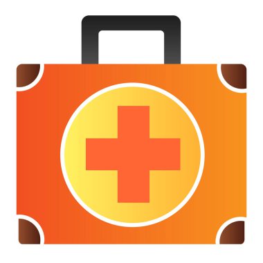 İlk yardım çantası düz simgesi. Tıbbi çanta rengi simgeleri modaya uygun düz stil. Ambulans vakası gradyan tasarımı, web ve uygulama için tasarlandı. Eps 10.
