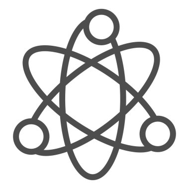 Atom yapı çizgisi simgesi. Kafatası ya da nükleer model sembolü, beyaz arka planda ana hatlı resim. Mobil konsept ve web tasarımı için fizik ve fen işaretleri. Vektör grafikleri.
