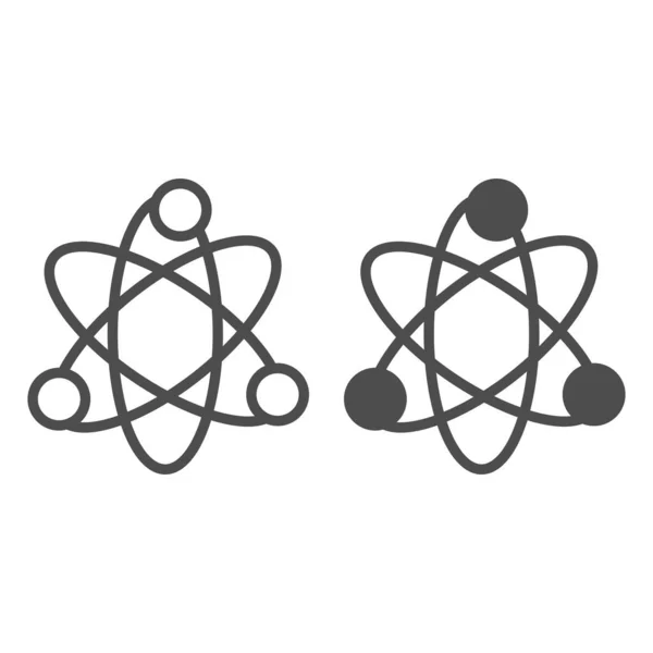 Atom yapı çizgisi ve sembol. Kafatası ya da nükleer model sembolü, beyaz arka planda ana hatlı resim. Mobil konsept ve web tasarımı için fizik ve fen işaretleri. Vektör grafikleri. — Stok Vektör