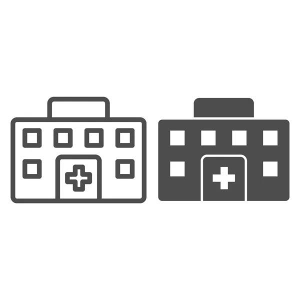 Hospital building line and glyph icon. City clinic, medical house symbol, outline style pictogram on white background. Medicine sign for mobile concept and web design. Vector graphics. — Stock Vector