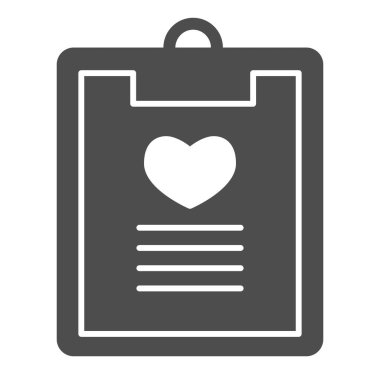 Sevgi panosu simgesi. Liste ve kalp şekli sembollü romantik rapor, beyaz arkaplanda glifli resim. Taşınabilir konsept için Sevgililer Günü tabelası, web tasarımı. Vektör grafikleri.