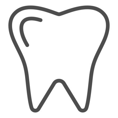 Sağlıklı diş çizgisi simgesi. Diş sağlığı sembolü, beyaz arka planda ana hatlı resim. Mobil konsept ve web tasarımı için tıp ya da dişçilik imzası. Vektör grafikleri.