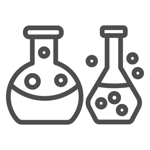 Tubos de vidrio para el icono de línea de prueba. Vidrio de laboratorio, símbolo de frascos químicos, pictograma de estilo de contorno sobre fondo blanco. Signo de química para concepto móvil y diseño web. Gráficos vectoriales . — Vector de stock