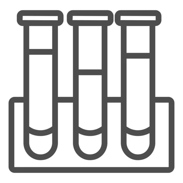 アンプルまたは化学フラスコラインアイコン。ガラス管のシンボル、白い背景にアウトラインスタイルのピクトグラム。モバイルコンセプトとウェブデザインのための医学と化学記号。ベクトルグラフィックス. — ストックベクタ