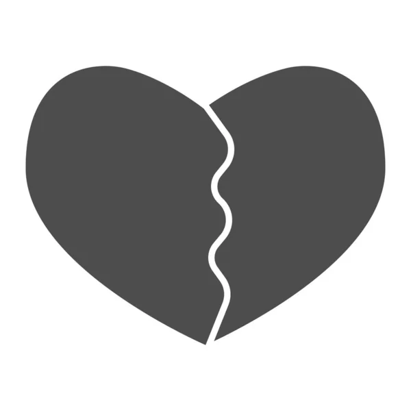Gebarsten of gebroken hart solide pictogram. Heartbreak, twee delen van de liefde vorm symbool, glyph stijl pictogram op witte achtergrond. Valentijnsdag teken voor mobiel concept, web design. vectorgrafieken. — Stockvector