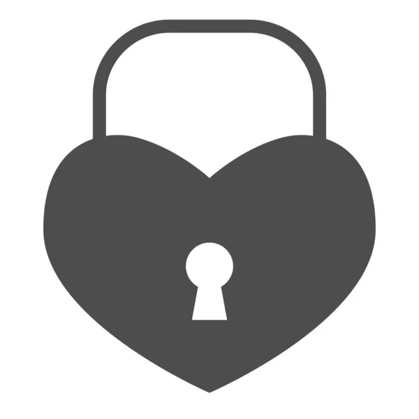 Heart shaped lock solid icon. Romantic padlock in shape of love symbol, glyph style pictogram on white background. Valentine day sign for mobile concept and web design. Vector graphics. — Stock Vector