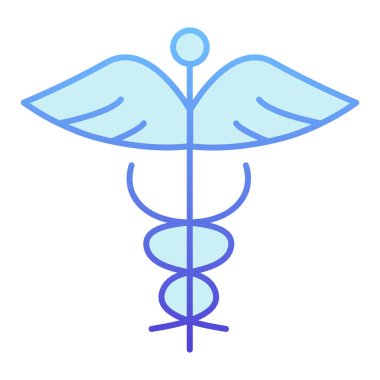 Caduceus yassı ikonu. Sıhhiye sembolü, düz moda mavi simgeler. Tıbbi yılan gradyanı tasarımı, ağ ve uygulama için tasarlanmış. Eps 10.