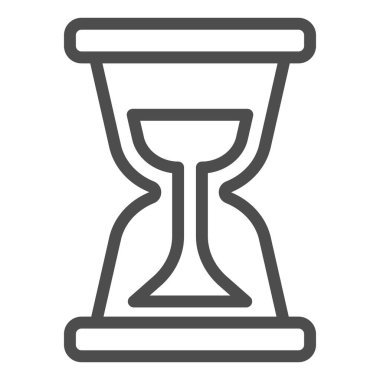 Kum saati çizgisi simgesi. Kum saati, zamanı ölçmek için eski bir alet. Yargı sistemi tasarım konsepti, beyaz arka planda taslak stil piktogramı, web ve uygulama için kullan. Eps 10.