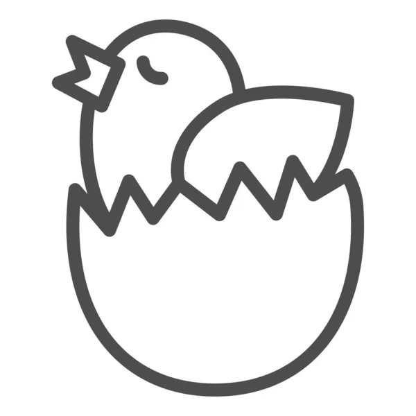 Chick in an egg line icon. Chicken hatched from an egg outline style pictogram on white background. Easter chick wants to fly out of eggshell for mobile concept and web design. Vector graphics. — Stock Vector