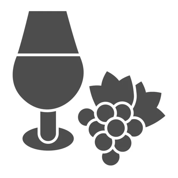 Verre à vin et un bouquet de raisins icône solide. Verre plein et raisin avec pictogramme de style glyphe sur fond blanc. Panneaux de cave pour concept mobile et web design. Graphiques vectoriels . — Image vectorielle