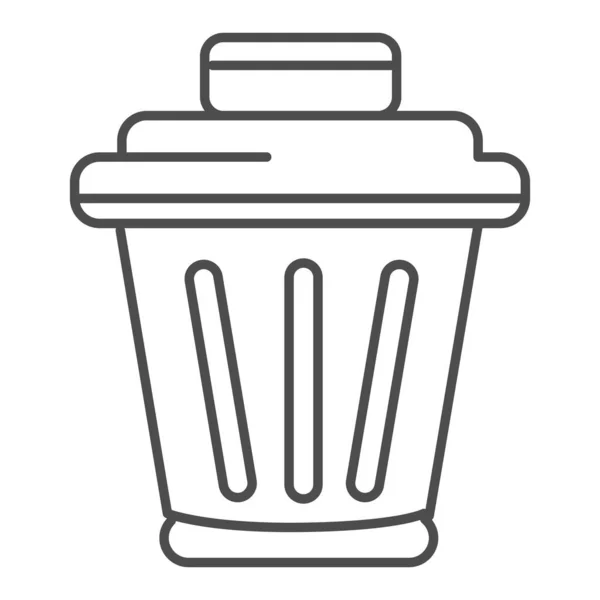 Icono de línea delgada. Contenedor de basura, símbolo de cesta de basura, pictograma de estilo de contorno sobre fondo blanco. Signo de empresa o hogar para concepto móvil y diseño web. Gráficos vectoriales . — Archivo Imágenes Vectoriales