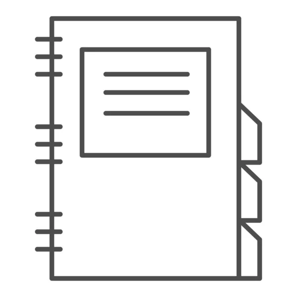 毎日プランナーの細い線のアイコン。日記、ブックマークスティック記号付きのメモ帳、白い背景にアウトラインスタイルのピクトグラム。モバイルコンセプト、ウェブデザインのためのビジネスや文房具サイン。ベクトルグラフィックス. — ストックベクタ